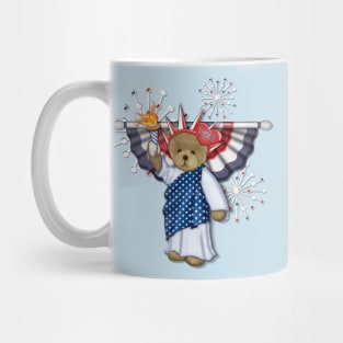 Patriotic Liberty Bear on Blue Mug